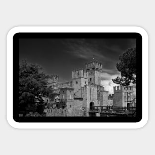 The Scaligero Castle of Sirmione, Lake Garda - Monochrome Sticker